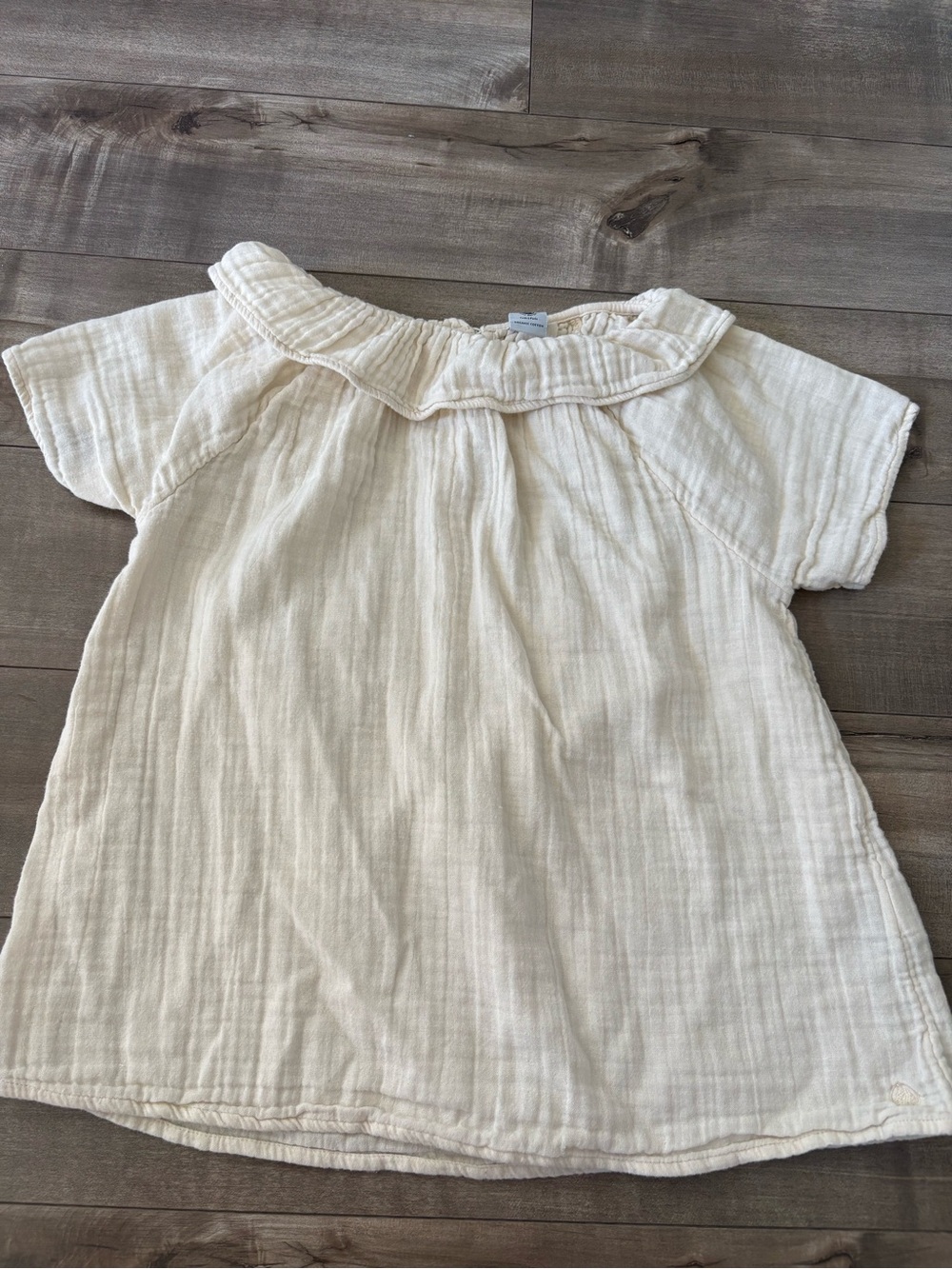 Petit Bateau Cream( white) Ruffle-Neck Gauze Top